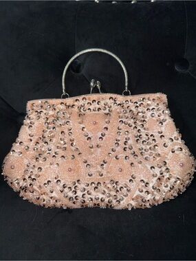 Embellished Pink Beaded Evening Bag